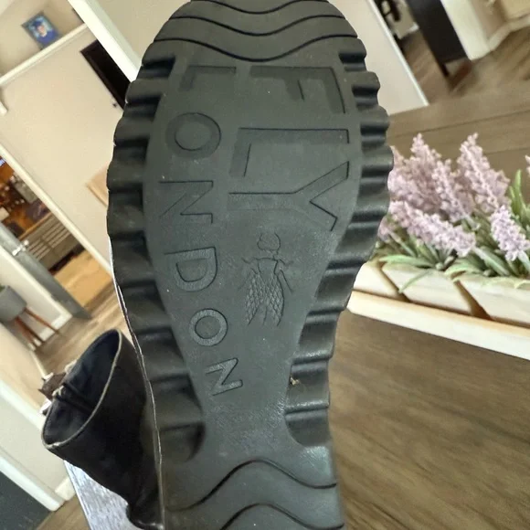 Fly London Black Leather Wedge Boots - Picture 5 of 13